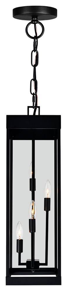 CWI LIGHTING 1695P8 4 101 Windsor 4 Light Black Outdoor Ceiling Light   Outdoor Hanging Lights   by LIGHTING JUNGLE  Houzz