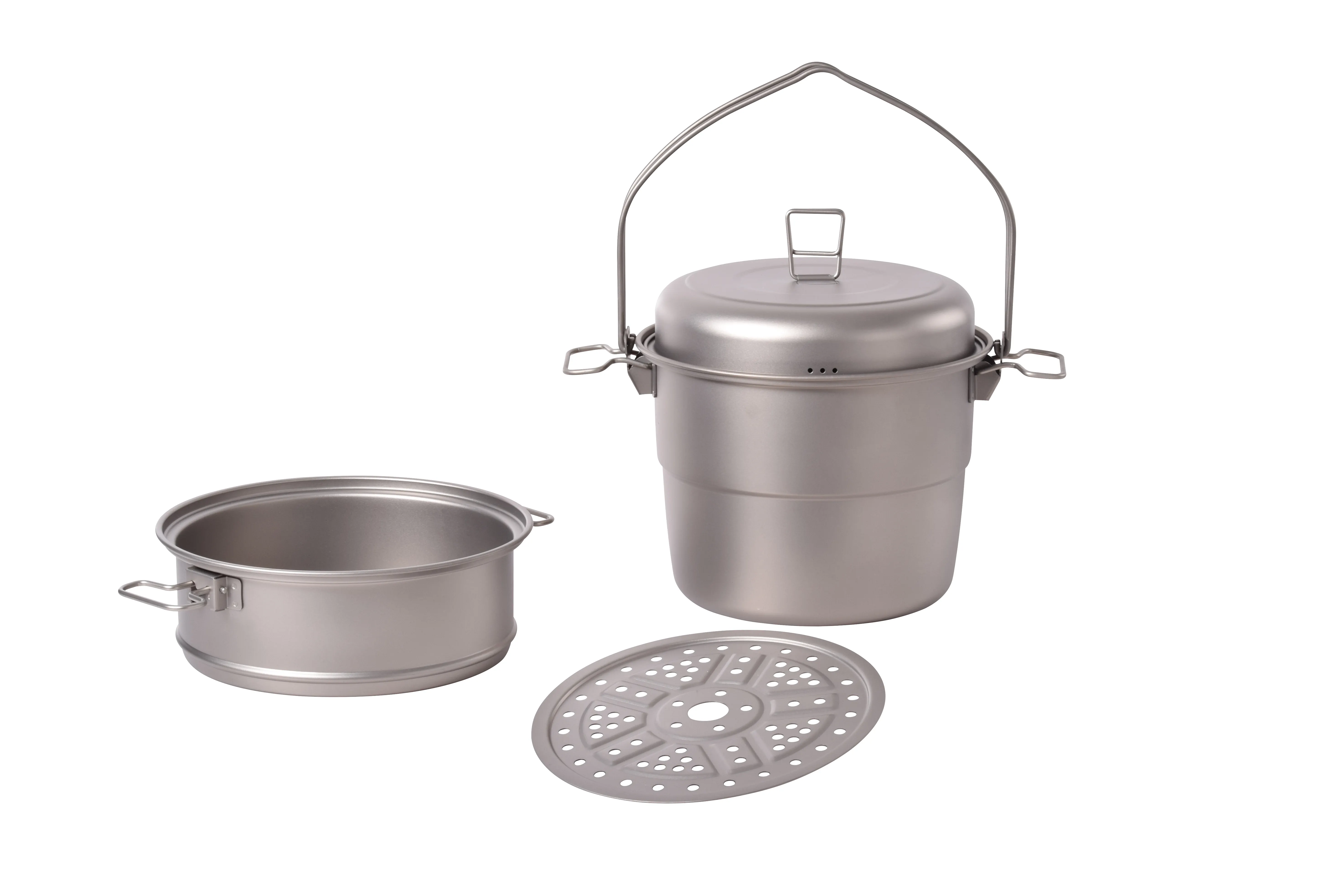 5.5L titanium family camping hanging pot