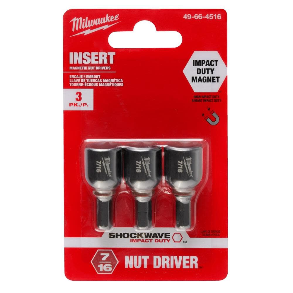 MW SHOCKWAVE Impact Duty 7/16 Insert Magnetic Nut Driver 3PK 49-66-4516 from MW