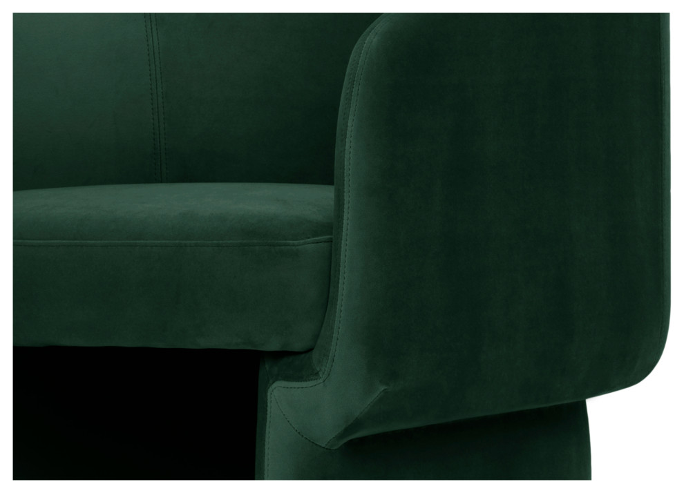 Modern Retro Unique Shape Dark Green Velvet Barrel Type Accent Armchair   Midcentury   Armchairs And Accent Chairs   by Sideboards and Things  Houzz