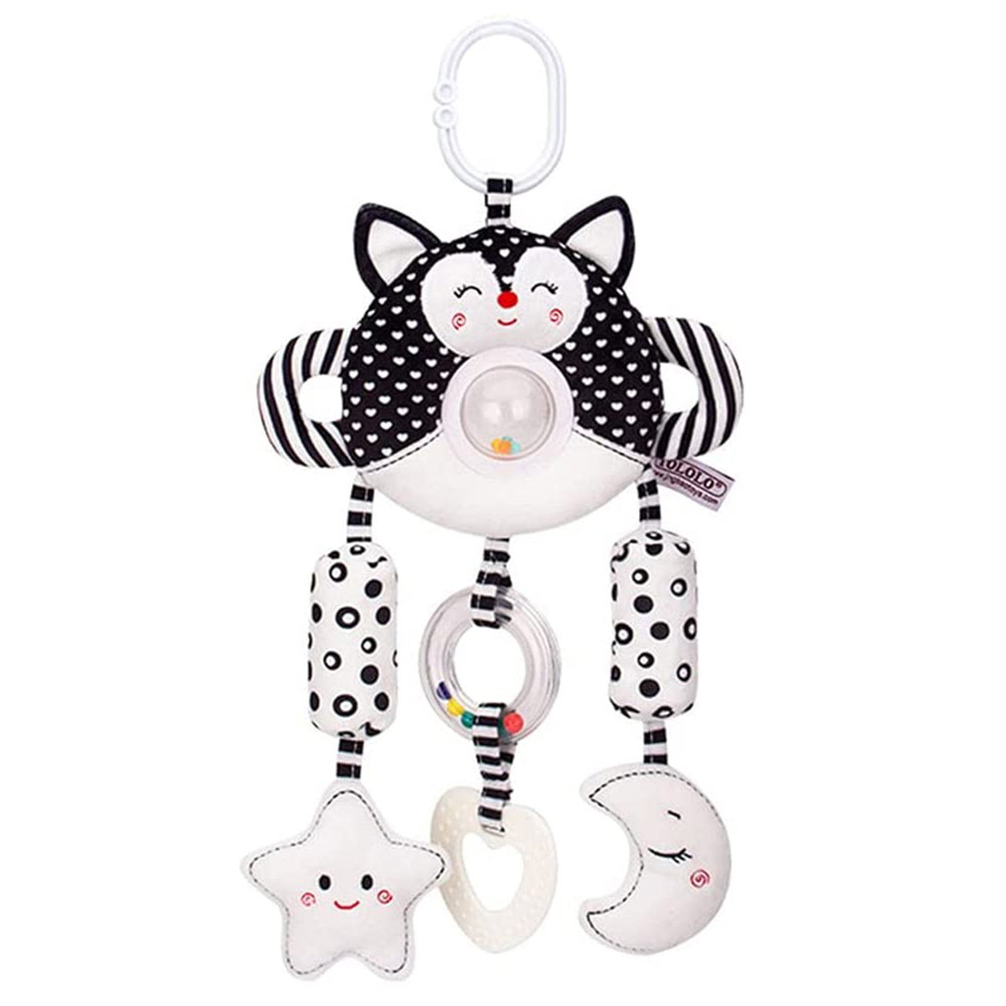 Baby Stroller Hanging Toy， Baby Toys 0-12 Months， Infant Toys Soft Plush Car Seat Toys with Teether Sound Wind Chimes(Fox)