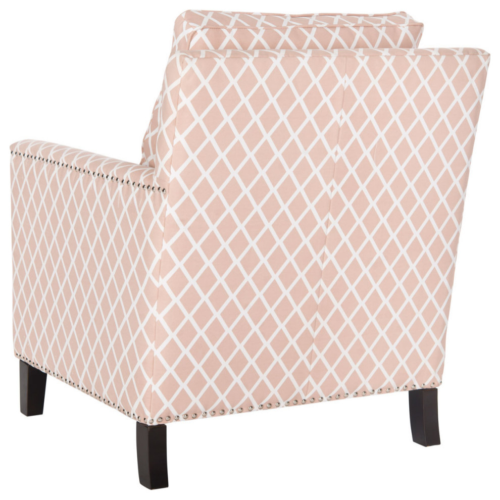 Laura Club Chair Silver Nail Heads Peach Pink/White/Espresso   Transitional   Armchairs And Accent Chairs   by V.S.D Furniture  Houzz