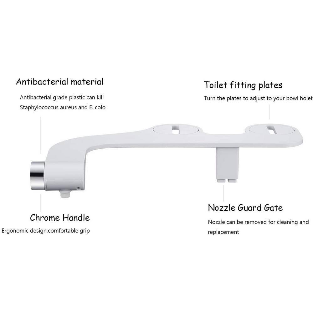 ELLOALLO Comfort Non-Electric Bidet Toilet Seat Attachment with Nozzle Adjuster in White BA-JA1101