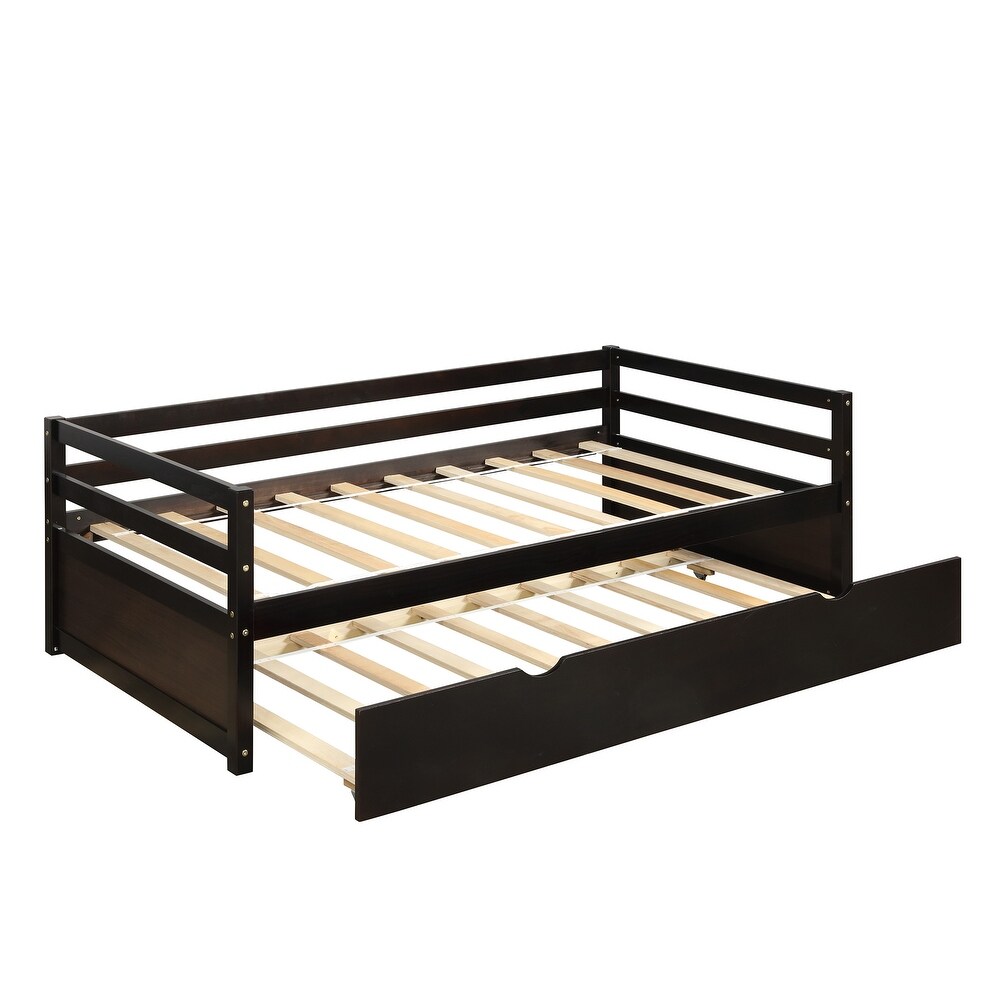 Twin Size Daybed with Trundle   Wood Frame Set   Wooden Slat Support