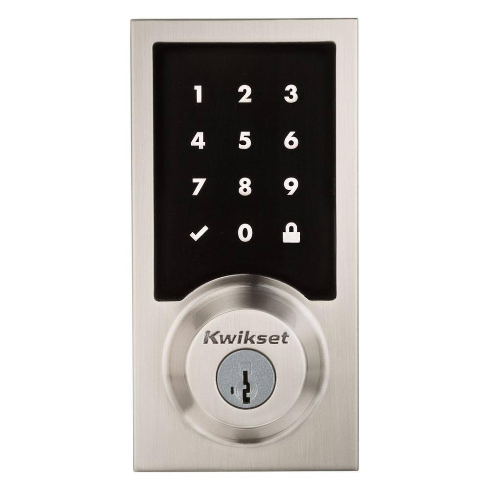 Kwikset Z-Wave SmartCode 916 Touchscreen Contemporary Single Cylinder Satin Nickel Keypad Electronic Deadbolt with SmartKey 99160-020