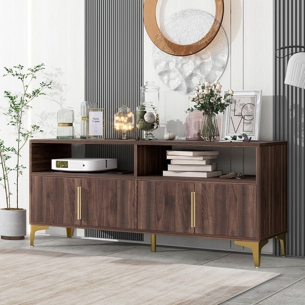 Nestfair Sideboard with Gold Metal Legs and Magnetic Suction Doors