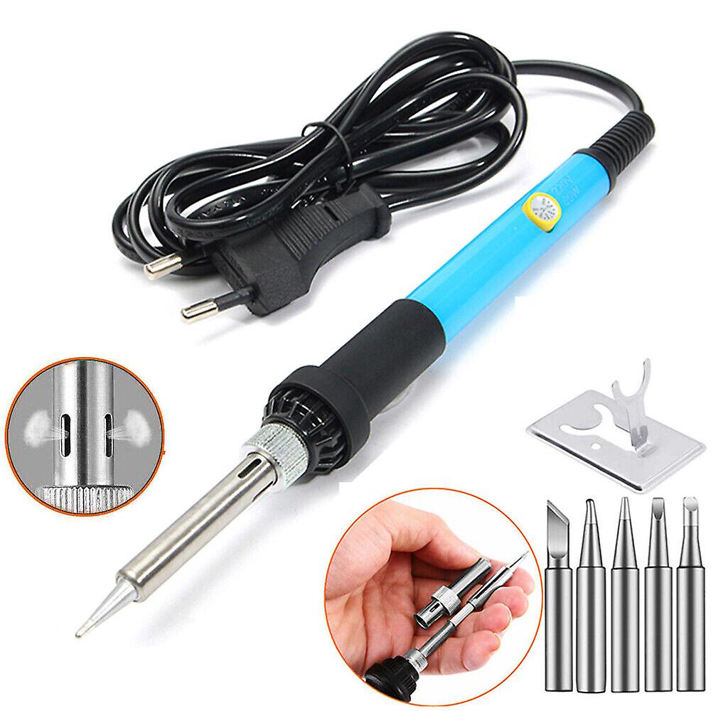 60w Soldering Iron Kit Adjustable Temperature Welding Tool Solder Gun Tips Stand