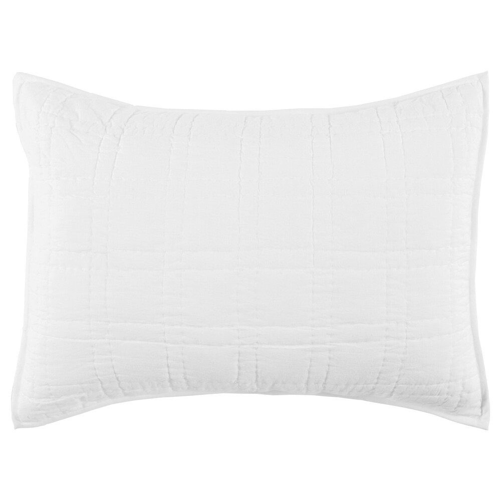 Ellis 26 Inch Standard Pillow Sham  Silvadur Tech  Square Quilting  White