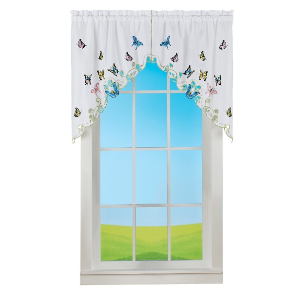 Collections Etc Embroidered Dancing Butterflies amp Lavender Window Curtains