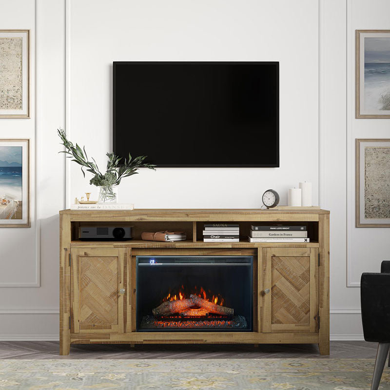 Chevron Ash Electric Fireplace & Media Console - 60