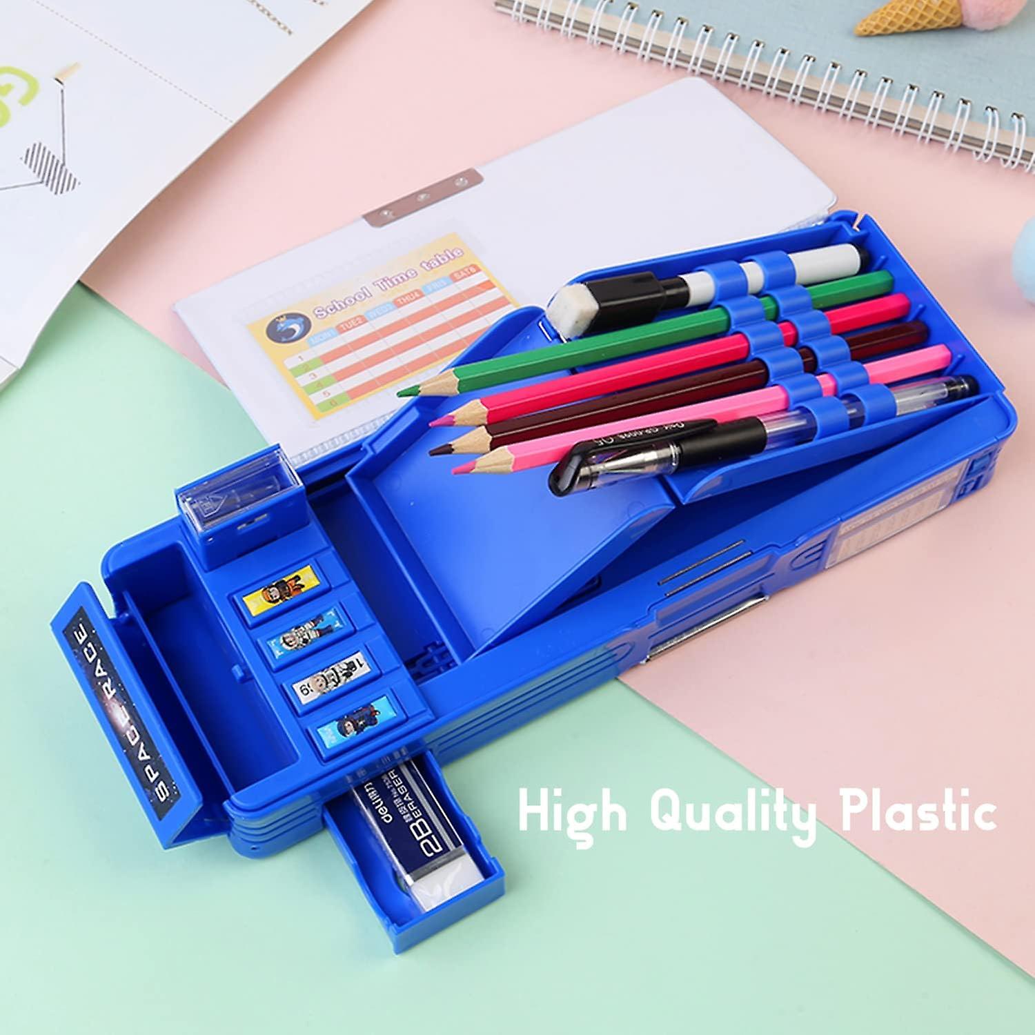 Multifunction Pencil Case For Girls Boys， Cute Cartoon Pen Box Organizer Stationery With Sharpener， Schedule， Whiteboard， School Supplies， Ideal Gift