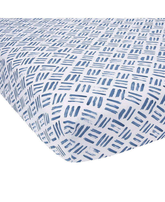 Lambs and Ivy Signature Crosshatch Organic Cotton Navy Blue Fitted Crib Sheet