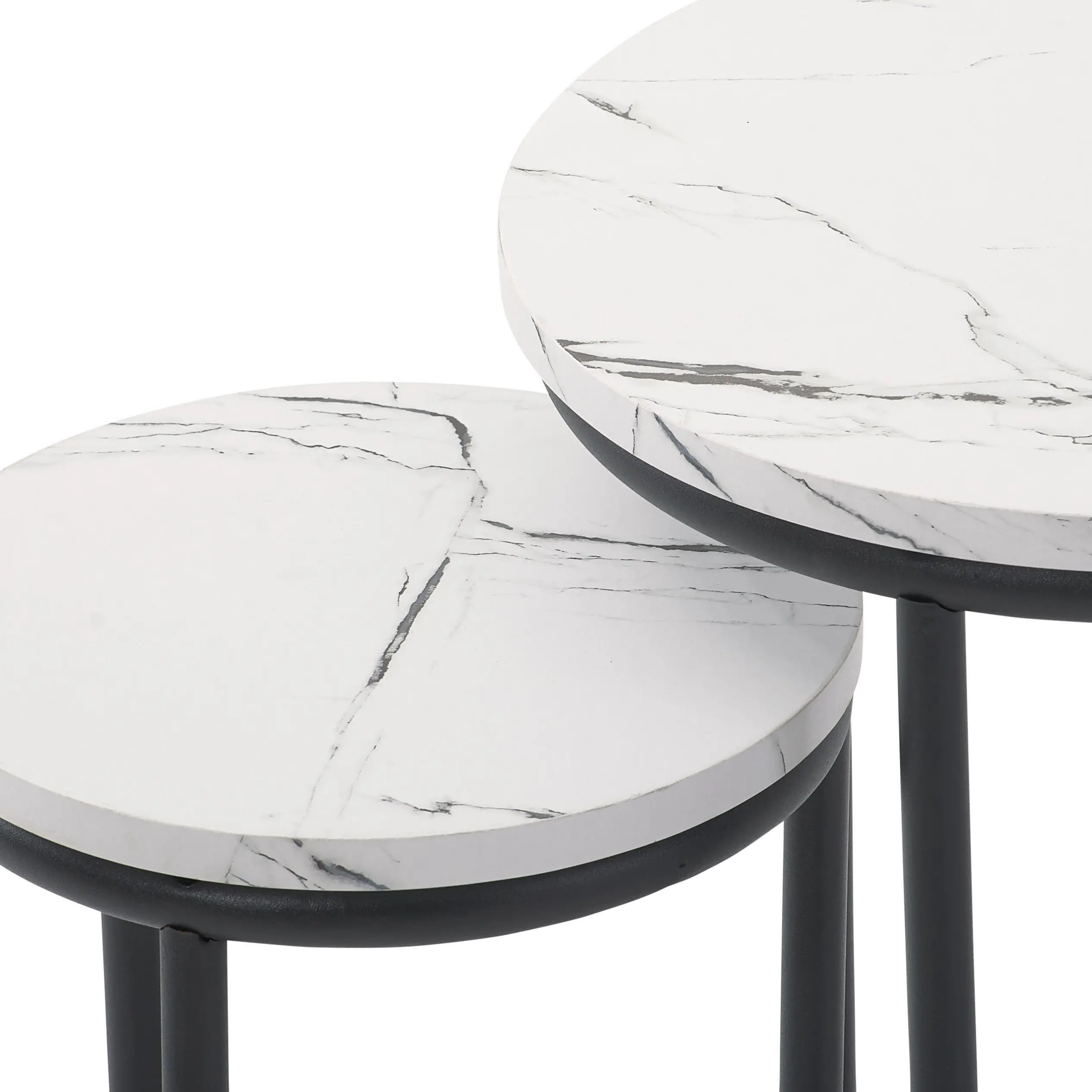 Fort Worth White Marble Nesting Side Tables