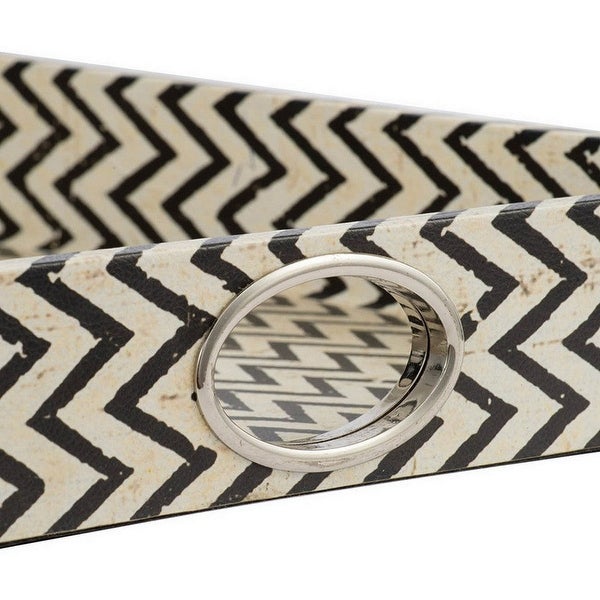 25 Inch Decorative， Black White Wood Trays， Art Deco Geometric， Set of 2 - 25L x 15W x 2.5H