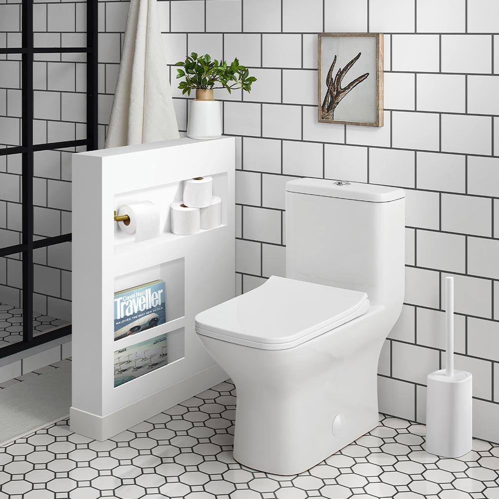 Swiss Madison Piazza One-Piece 1.11.6 GPF Dual Flush Square Toilet in Glossy White Seat Included SM-1T256HD