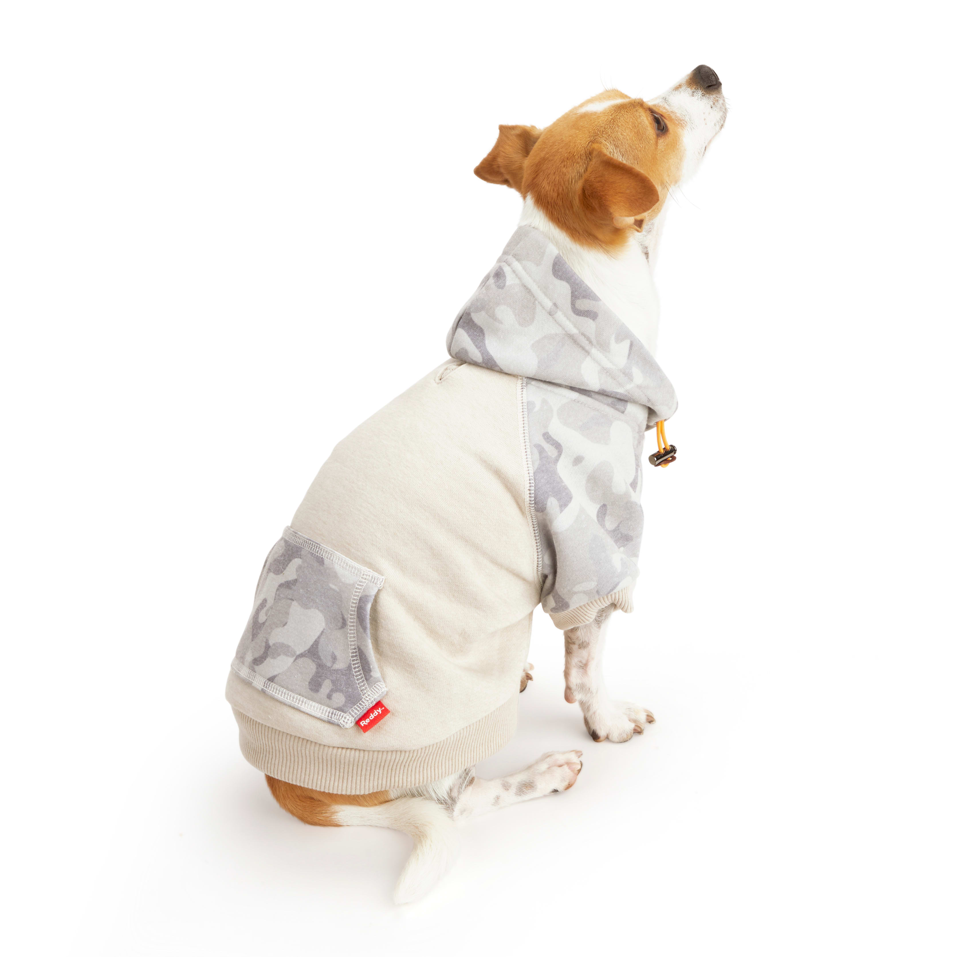 Reddy Grey Camo Colorblocked Dog Hoodie， X-Small