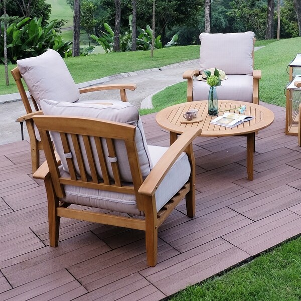 Cambridge Casual Leon Teak Patio Club Chair with Cushion