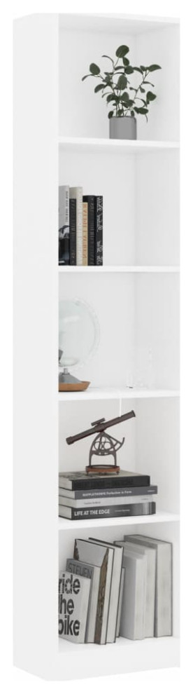 vidaXL Bookshelf 5 Layer Bookcase Book Rack High Gloss Gray Engineered Wood   Transitional   Bookcases   by vidaXL LLC  Houzz