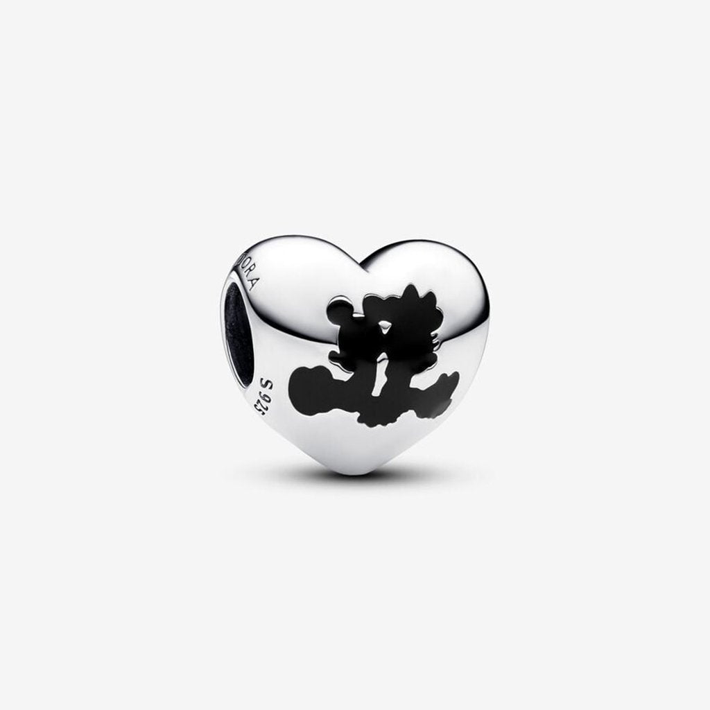 PANDORA  Disney Mickey Mouse & Minnie Mouse Heart Charm in Sterling Silver