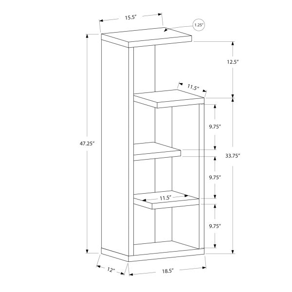 Bookshelf， Bookcase， Etagere， 4 Tier， 48