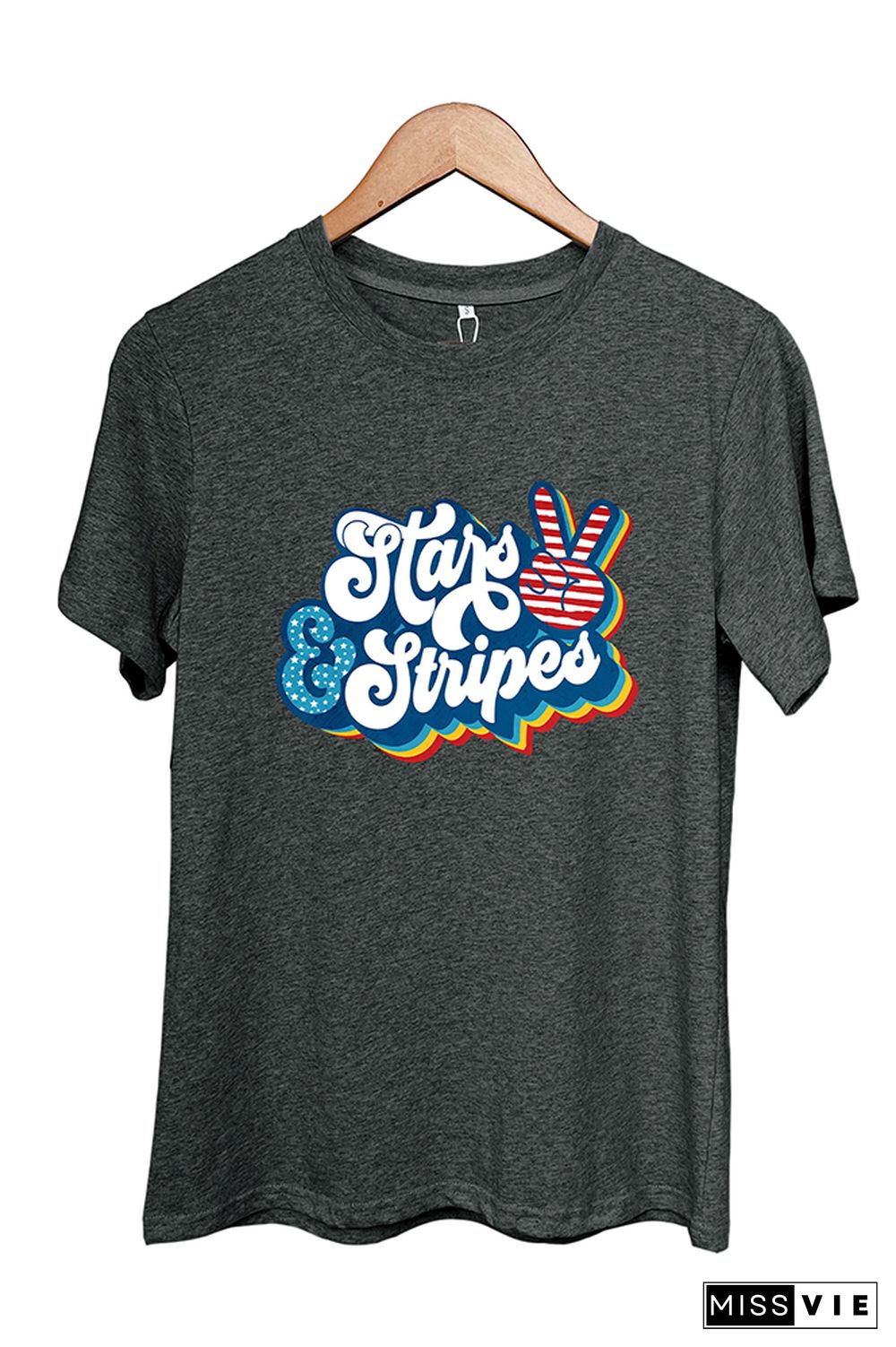 Stars & Stripes Retro Peace Graphic Tee Wholesale