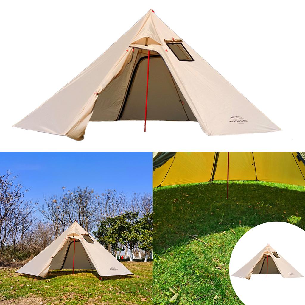 Light Hot Curtain for with Window -retarded Flue Pipes Tent for 3 Persons with Fire-retardant Waste Drain Pipes Khaki