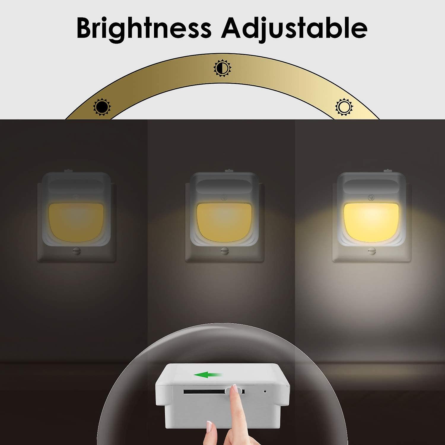 Plug In Night Light For Kids Dimmable - Color Changing Led Nightlight， Dusk To Dawn， Warm White Night Light For Baby Room， Bedroom， Hallway， Kitchen，