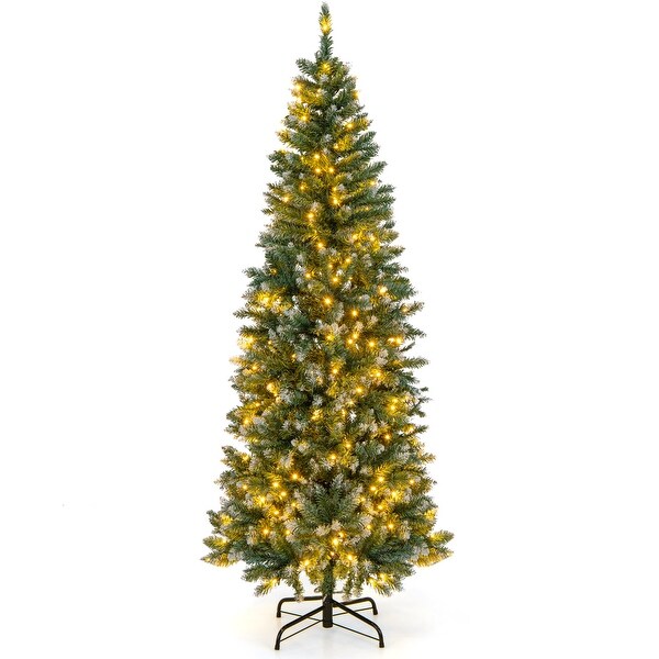 6 Feet PreLit Artificial Christmas Tree with 618 Snowy Branch Tips