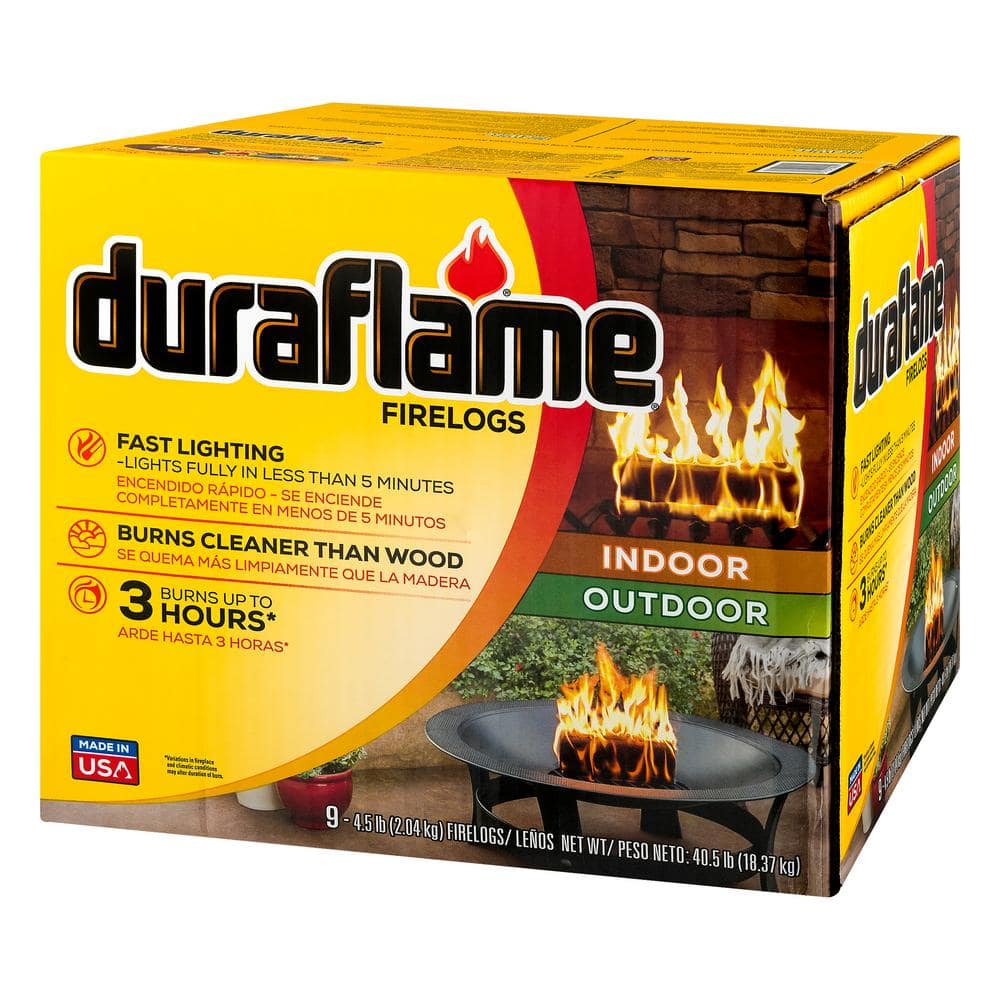 Duraflame 4.5 lb. Indoor/Outdoor Wax Firelogs (9-Pack)， 3 Hour Burn 09405