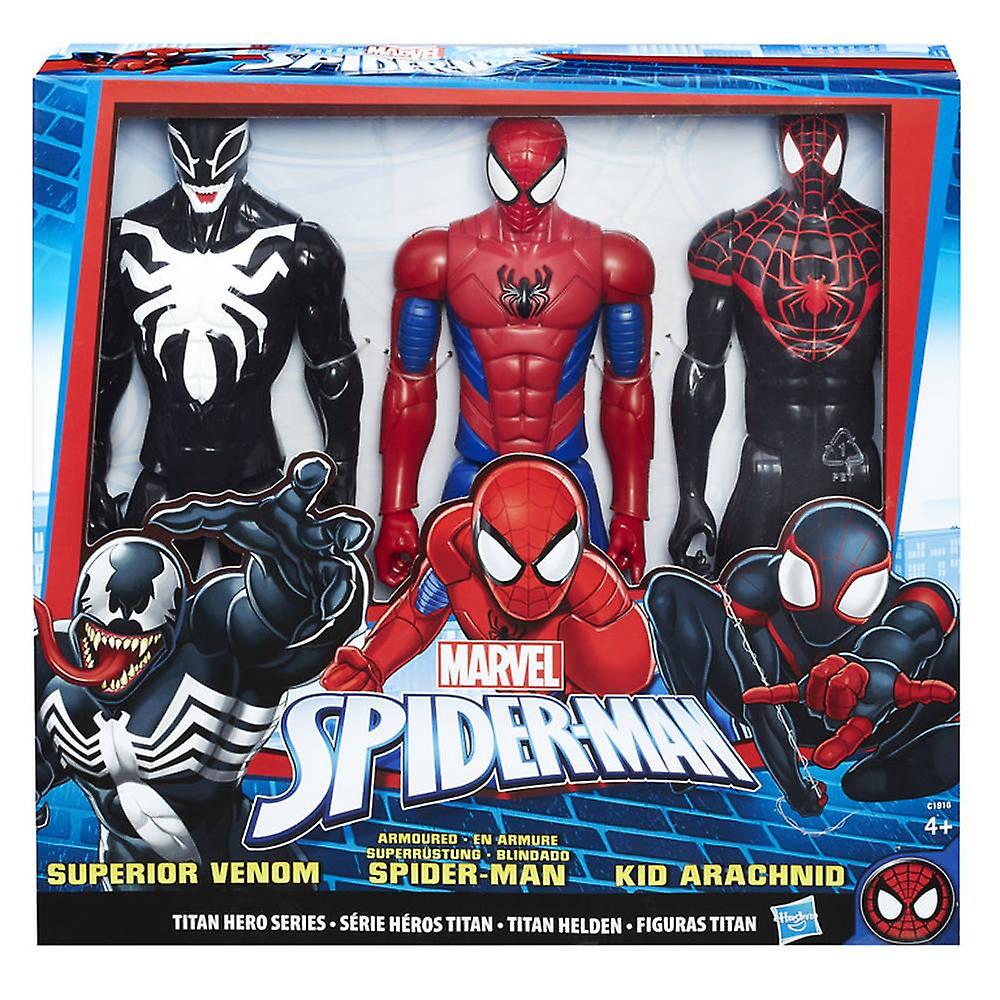 3-Pack Spider-Man， Superior Venom and Kid Arachnid Titan Hero Series Figures