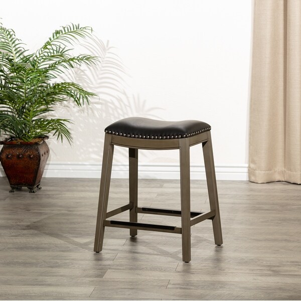 DTY Indoor Living Durango Leather Saddle Stool