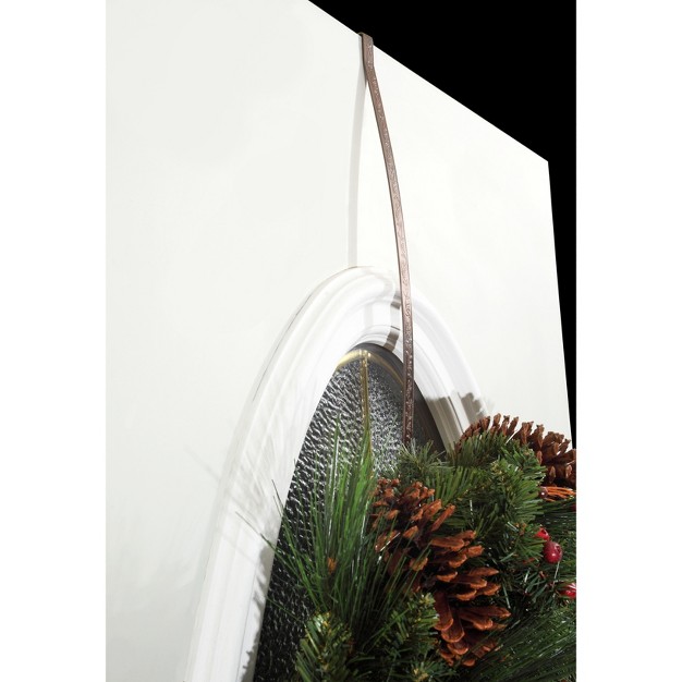 Haute Decor Christmas Highprofile Wreath Hanger With Embossed Holly Pattern Oil rubbed Bronze