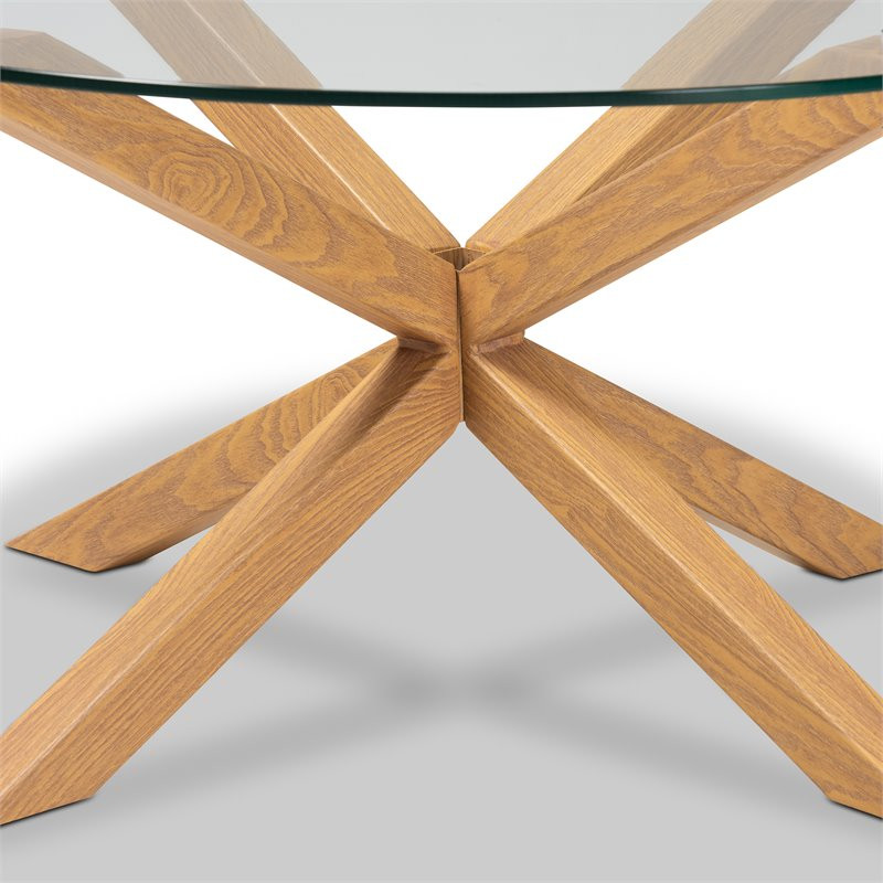 Baxton Studio Lida Glass and Wood Finished Coffee Table   Midcentury   Coffee Tables   by HedgeApple  Houzz