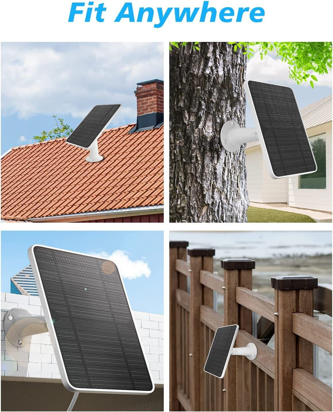 3Pack Solar Panel Charger for arlo Arlo Ultra/Ultra 2/Pro 3/Pro 4/Pro 3 Floodlight Security Camera, 5V 4W Solar Panels Charging IP65 Weatherproof with 9.8ft Charging Cable Adjustable Wall Mount