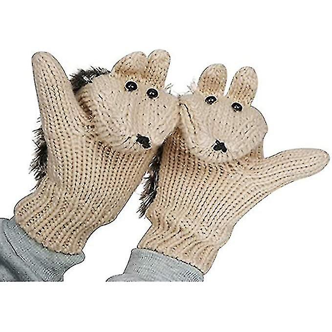 Women's Cartoon Hedgehog Winter Cotton Gloves Girls' Thick Mittens