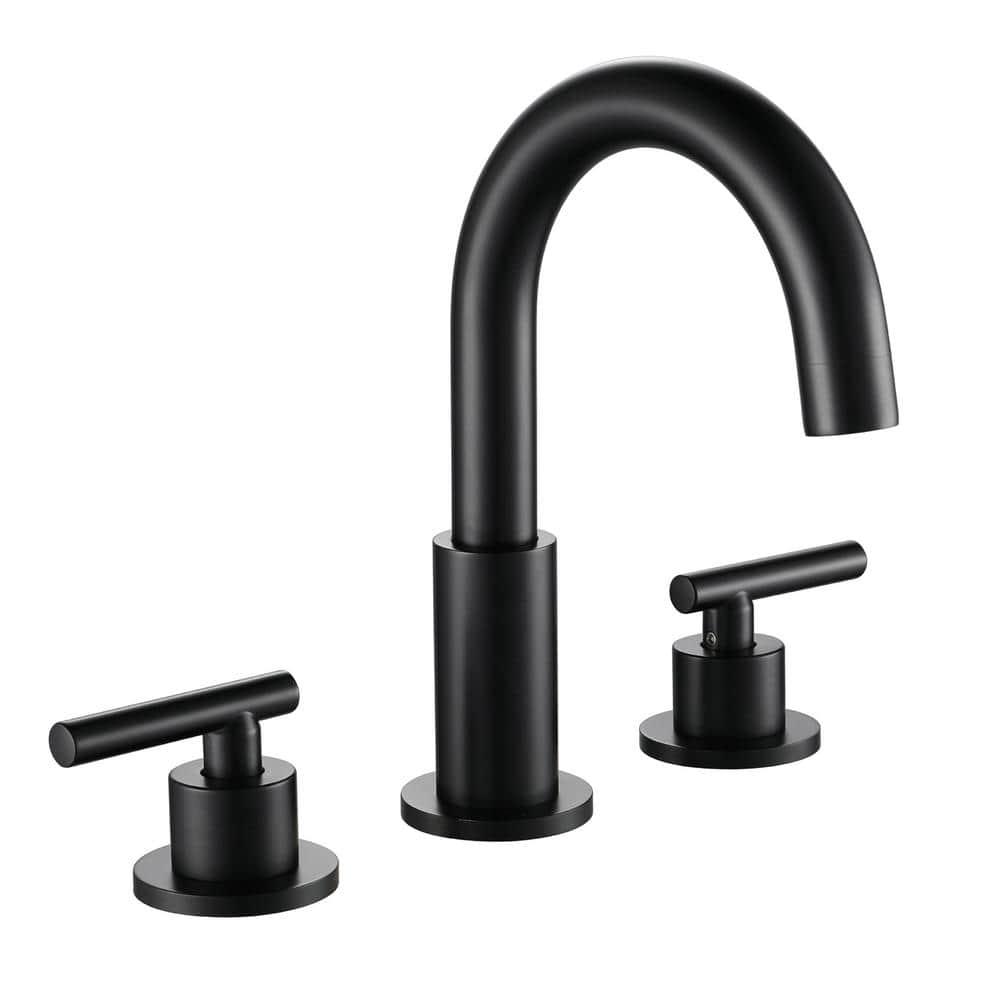 Zalerock Arc 8 in Widespread Double Handle Bathroom Faucet in Matte Black