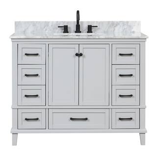 Home Decorators Collection Merryfield 43 in. W x 22 in. D Bath Vanity in Dove Gray with Carrara Marble Vanity Top in White with White Sink 19112-VS43-DV