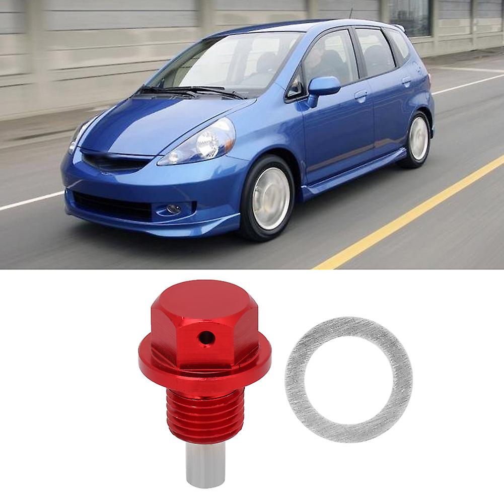 M12 * 1.25 Red Aluminum Alloy Car Magnetic Engine Oil Pan Drain Bolt Screw