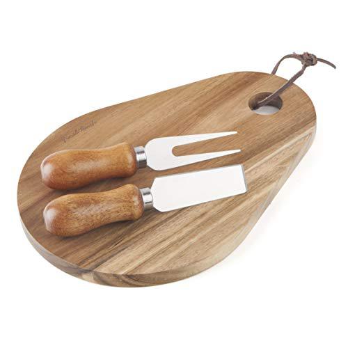 Final Touch 6058241 Acacia Wood Cheese Board with Slicerand#44; Brown