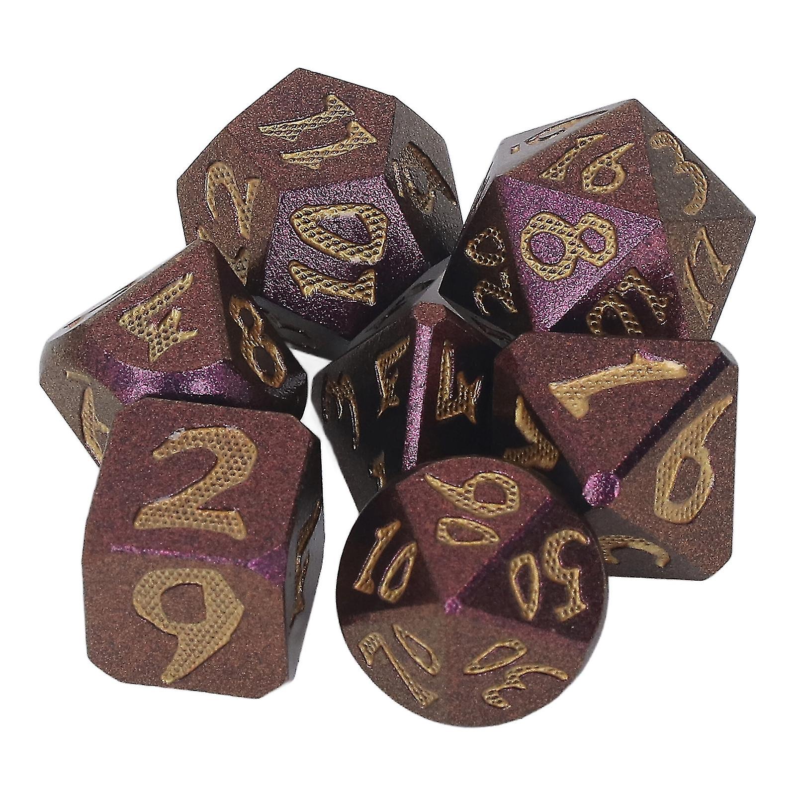 7pcs Polyhedral Dice Set Metal Exquisite Funny Role Playing Game Dice Props for Holidau Party