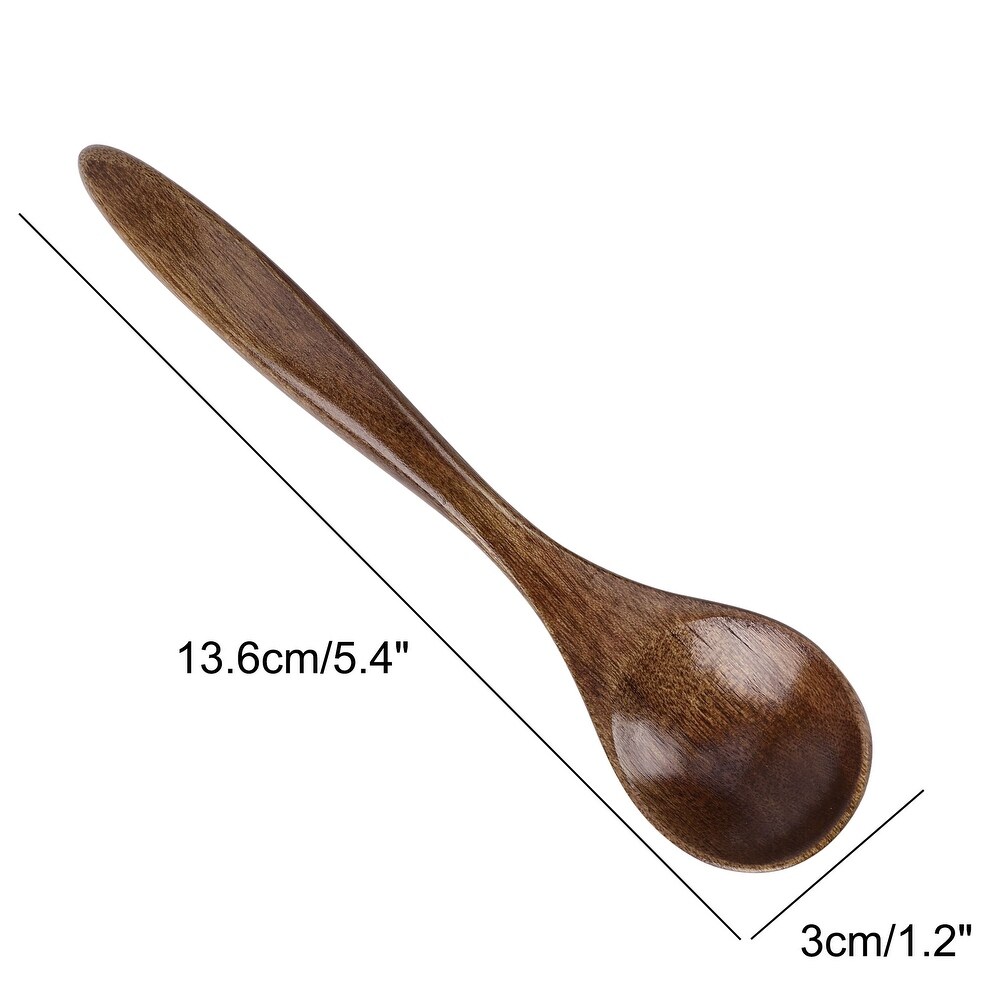 Wooden Spoons 6 Pcs Natural Grain Soup Spoon Salt Sugar Dining Spoons 5.4\