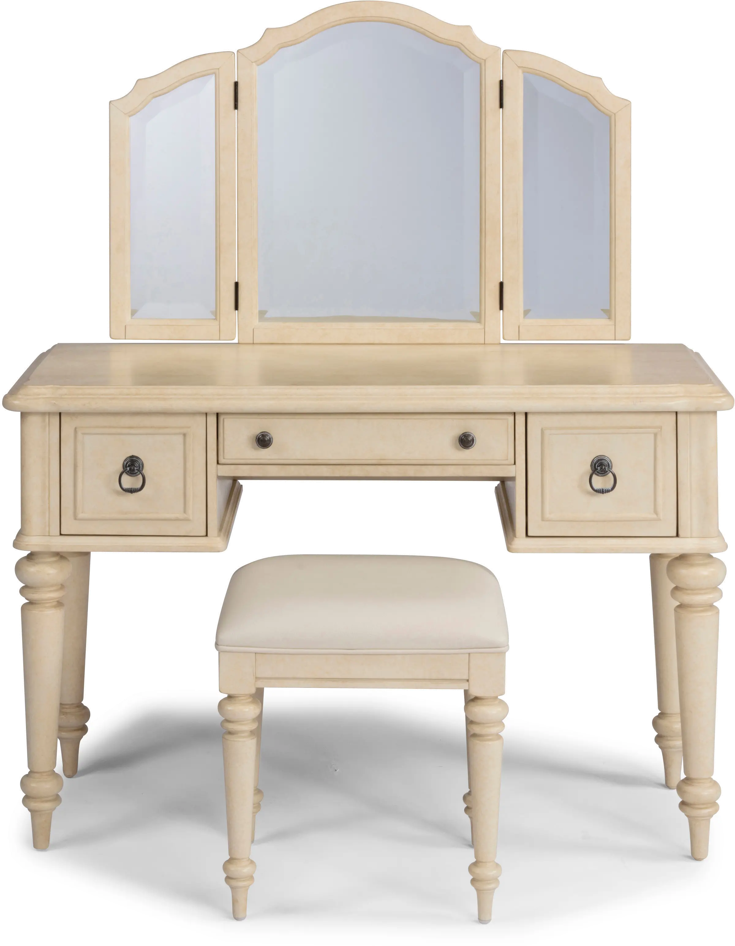 Provence Antiqued White 2 Pice Vanity and Bench