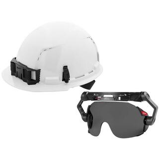 MW BOLT White Type 1 Class C Front Brim Vented Hard Hat with 4 Point Ratcheting Suspension with Tinted Dual Coat Eye Lense 48-73-1200-48-73-1415