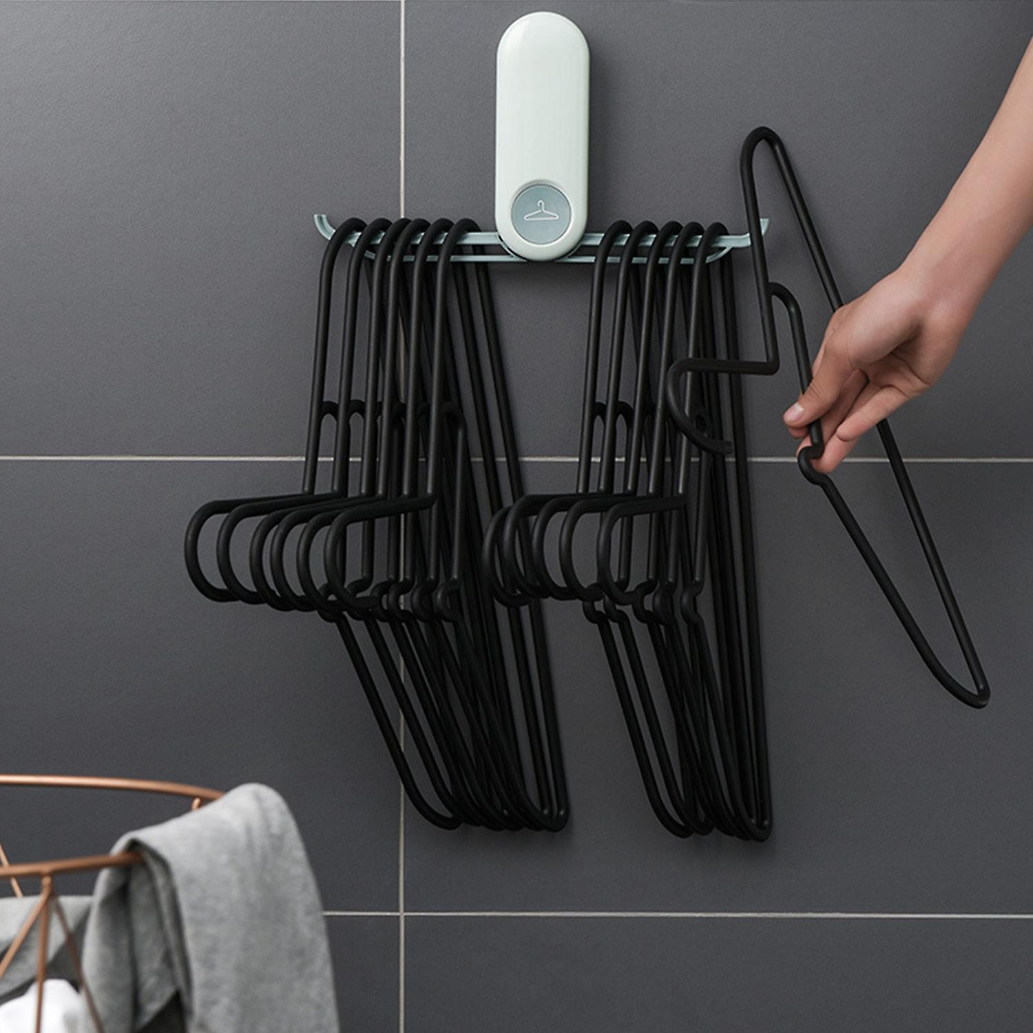 Clothes Hanger Storage Rack Folding Travel Hook Rack Organizer 2 Hooks Hanger Holder Wall-mounted No-drilling Bathroom Storage Hook Rack Easy Installa