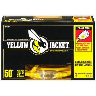 Yellow Jacket 50 ft. 103 SJTW Outdoor Heavy-Duty Extension Cord with T-Blade Power Light Plug 2991