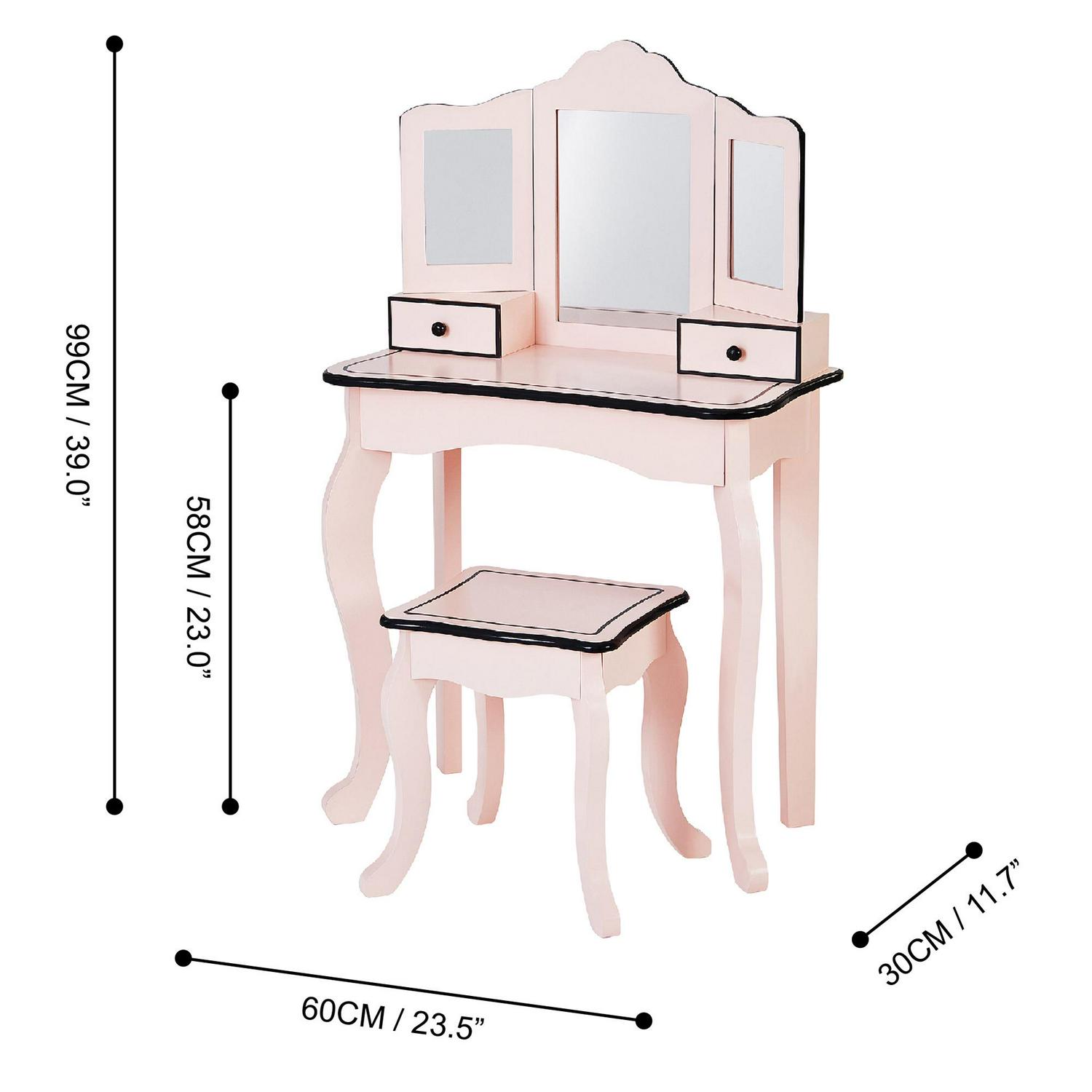 Fantasy Fields Little Lady Adriana Vanity Set with TriFold Mirror and Chair Pink