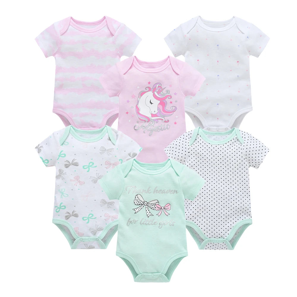 Kavkas Baby Girls Bodysuits 6 pcs/lot Summer Cotton Baby Clothes Short Sleeve Newborn body bebe 0-3 months Infant Clothing