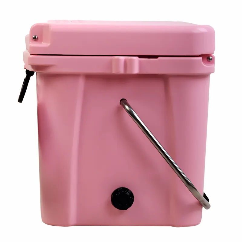 KEYI cute pink 20L cooler box thermal insulated hard cooler for outdoor hiking camping rotomolded cooler