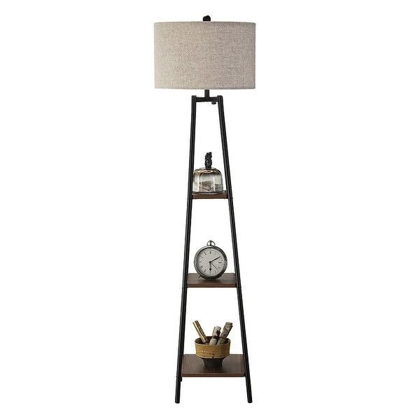 ROSEN GARDEN Floor Lamp, Standing Reading Light with Shelves and Shade