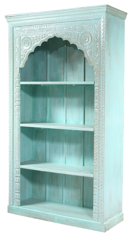 Turquoise 4 Shelf 84 Inch Tall Bookcase   French Country   Bookcases   by Sierra Living Concepts Inc  Houzz